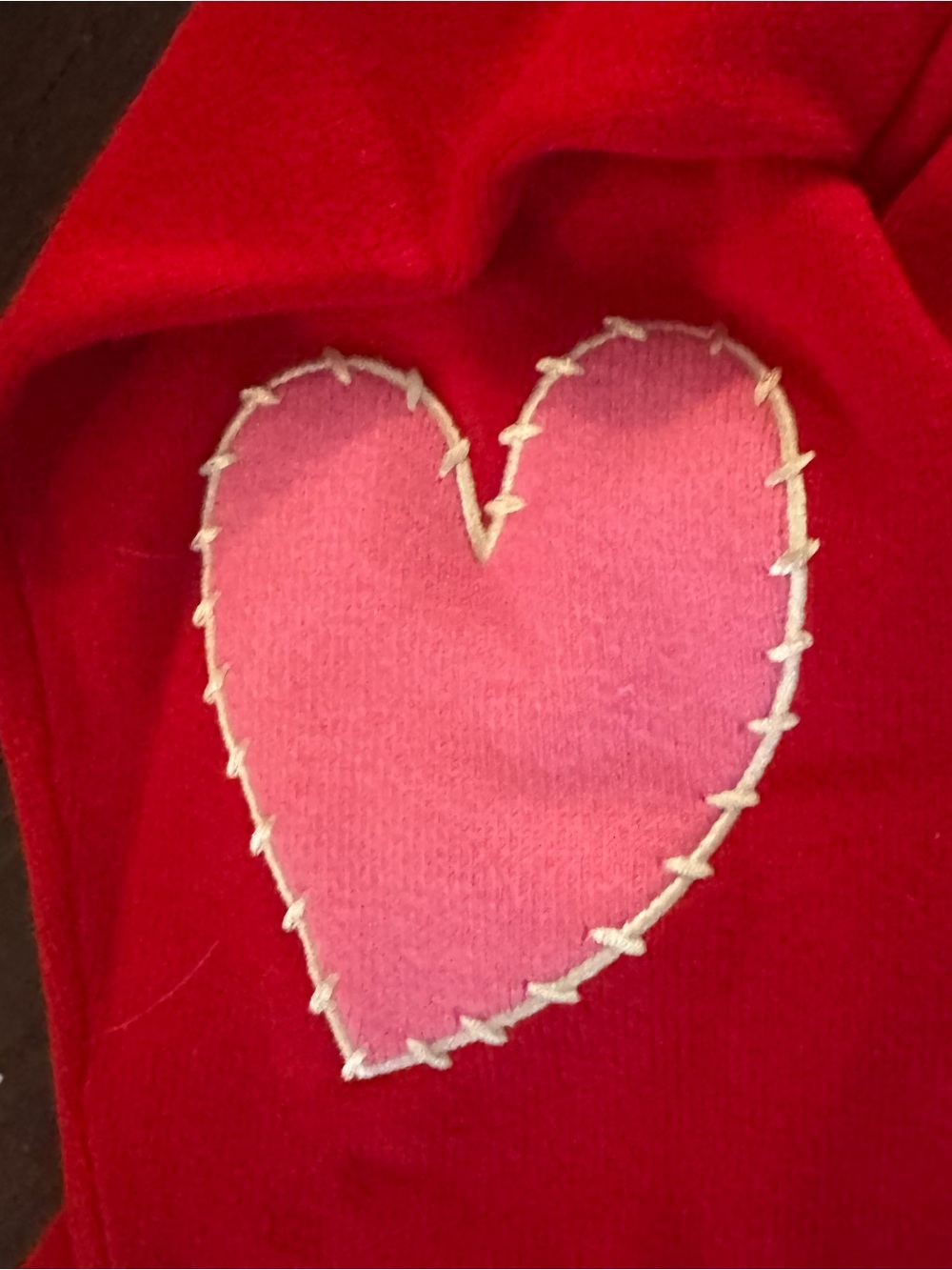 NWT Kerri Rosenthal XOKR Red Sweater w Pink Heart-Elbow, Sz S - Picture 3 of 8